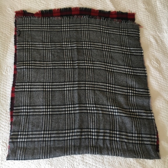 Zara Huge Two-Sided Soft Blanket Scarf Plaid Tartan Houndstooth - Picture 10 of 11